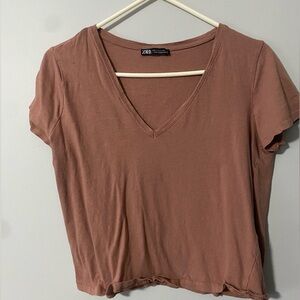 ZARA short sleeve top V neck